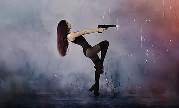 Girl Gun, girls, model, deviantart HD wallpaper