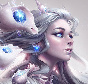 Mermaid, blue, summer, shell, pink, jenny brozek, fantasy, face, luminos, siren, vara HD wallpaper