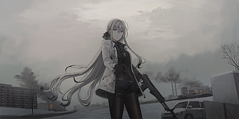 Anime, Original, Gun, Long Hair HD wallpaper