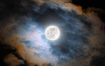 Moon, clouds, sky, satellite HD wallpaper