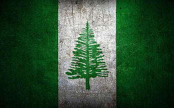 Norfolk Island metal flag, grunge art, oceanian countries, Day of Norfolk Island, national symbols, Norfolk Island flag, metal flags, Flag of Norfolk Island, Oceania, Norfolk Island HD wallpaper