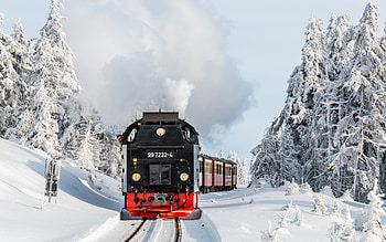 Steam Locomotive 99 7232-4, locomotive, steam, winter, snow, 99 7232-4, germany HD wallpaper