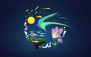 Abstract, Nature, Sun, Bird, Drawing HD wallpaper