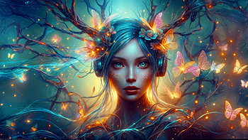 Enchanted Butterfly Girl with Radiant Blue Hair – Fantasy, butterfly, blue hair HD wallpaper