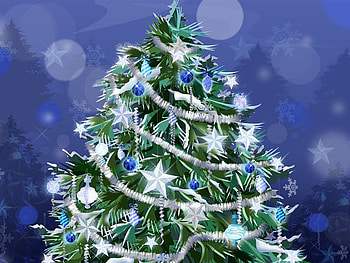 Tree christmas on blue, blue, holiday, christmas, tree HD wallpaper