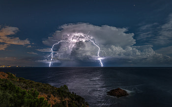 Lightning, clouds, nature, strike HD wallpaper