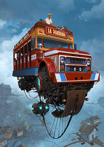 Art, Sci-Fi, Fiction, That's Incredible, Future, Bus, Ssi-Fi HD phone wallpaper