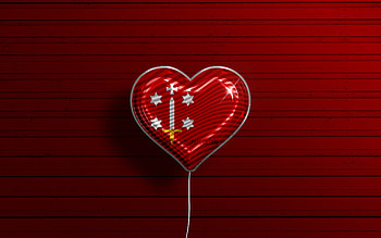 I Love Haarlem, , realistic balloons, red wooden background, Day of Haarlem, dutch cities, flag of Haarlem, Netherlands, balloon with flag, Almere flag, Haarlem HD wallpaper