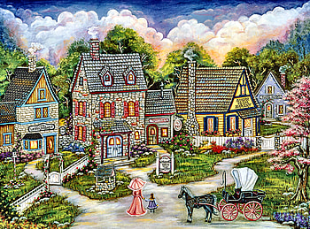 Wishing Well House, horse, architecture, art, house, landscape, beautiful, illustration, artwork, scenery, wide screen, painting, equine HD wallpaper