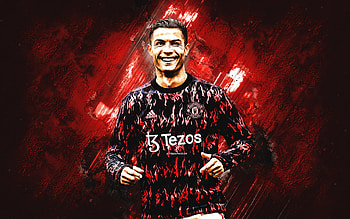 CR7, Cristiano Ronaldo, portrait, Manchester United FC, red uniform, Premier League, England, football HD wallpaper