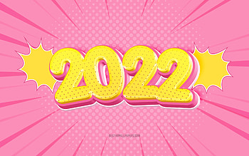 2022 New Year, 2022 pink background, 2022 bursts background, 2022 concepts, Happy New Year 2022, isometric art, 2022, Pink isometric 2022 background HD wallpaper