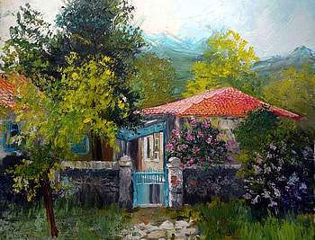 Catherine Pogodeykina (Khabarova) - a small house in the Crimea, painting, art, house, catherine pogodeykina khabarova, tree HD wallpaper