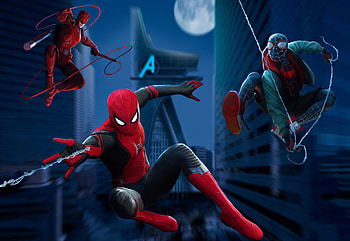 3 Spidermans, spiderman, superheroes, artwork, artist, digital-art, artstation HD wallpaper