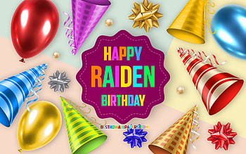 Happy Birtay Raiden, , Birtay Balloon Background, Raiden, creative art, Happy Raiden birtay, silk bows, Raiden Birtay, Birtay Party Background HD wallpaper