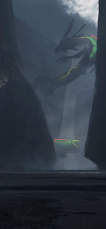 Epic Pokémon Anime : Mystical Rayquaza in Shadowed Cliffs, Anime, Pokemon HD phone wallpaper