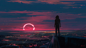 Watching The Sunset , artist, artwork, digital-art, artstation HD wallpaper