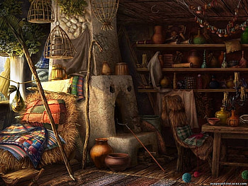 Witch's house, house, halloween, room, fantasy, art, stuff, witch HD wallpaper