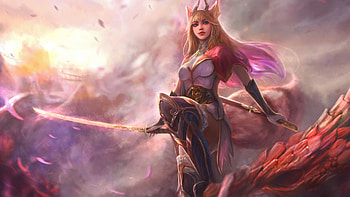 Miho the golden dawn, pink, vernicoz, fantasy, art, luminos, girl, sunset HD wallpaper