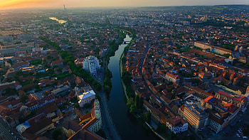 City, river, aerial view HD wallpaper