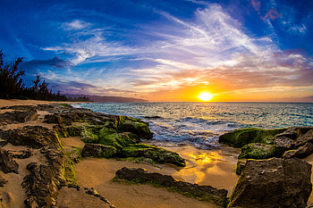 Beach Sunset, water, ocean, sunset, beach HD wallpaper