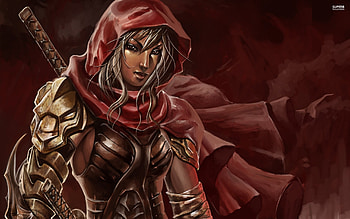 Warrior With A Red Hood HD wallpaper