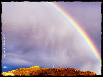lovely rainbow, rain, rainbow, clouds, sky, nature HD wallpaper