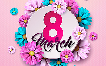 flower, blue, day, pink, 8, card, women, march HD wallpaper