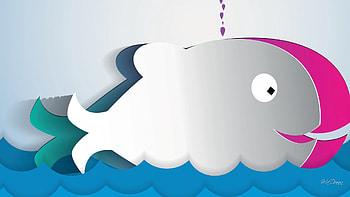 Paper Whale, whale, sweet, design, art, cute, paper, swim, bright, ocean sea, whimsical, water HD wallpaper