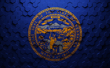Flag of Nebraska, honeycomb art, Nebraska hexagons flag, Nebraska, 3d hexagons art, Nebraska flag HD wallpaper