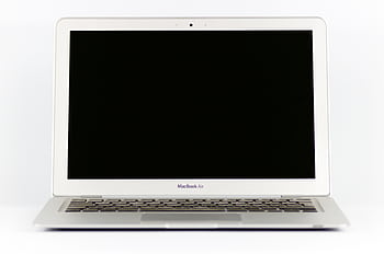 Front view of a MacBook Air laptop with a blank screen on a white background. HD wallpaper
