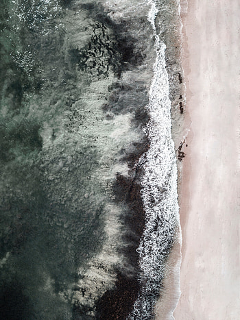 Nature, Sea, Beach, Sand, View From Above, Surf, Wave HD phone wallpaper