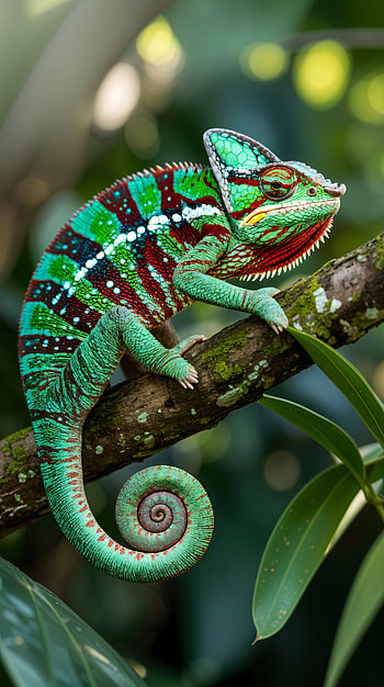 Vibrant Chameleon : Nature’s Colorful Master of Camouflage, reptile, colorful, nature, Wildlife HD phone wallpaper