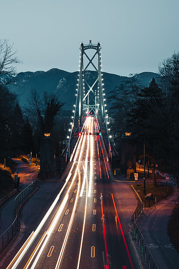 Cities, Night, Bridge, Illumination, Long-Term Exposure, Lighting HD phone wallpaper