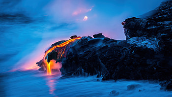 Rocks Lava Clouds Mist Shore, rocks, lava, clouds, nature HD wallpaper