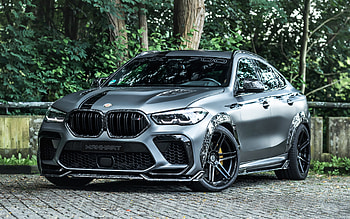 2022, Manhart MHX6 700 WB, F96, front view, exterior, MHX6 700, Manhart, BMW X6 M, gray matte X6 M, X6 tuning, German cars, BMW HD wallpaper