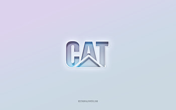 CAT logo, cut out 3d text, white background, CAT 3d logo, CAT emblem, CAT, embossed logo, CAT 3d emblem, Caterpillar HD wallpaper