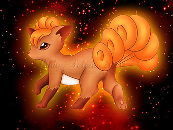 luminous vulpix, vulpix, luminous, stars, pokemon HD wallpaper