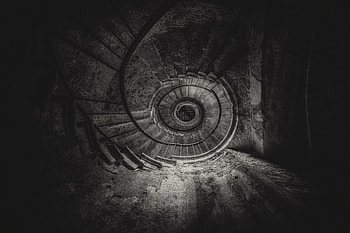 Monochrome, architecture, stairs, swirl HD wallpaper