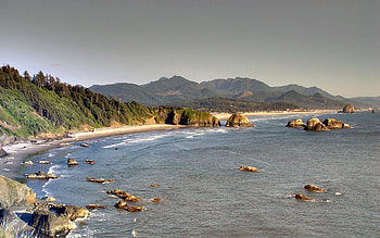 Mountain, Beach, , Forest, Ocean HD wallpaper