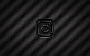 Instagram carbon logo, , grunge art, carbon background, creative, Instagram black logo, social network, Instagram logo, Instagram HD wallpaper
