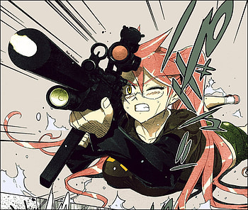 highshool of the dead, brown eyes, anime, black blush, green, pink hair HD wallpaper