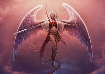 An Angel, sword, fantasy, angel, bow, female HD wallpaper