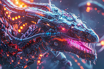 Cybernetic dragon 1, AI Art, Sci Fi, dragon HD wallpaper