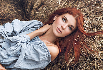 Hay Way, hay, cowgirls, ranch, redheads HD wallpaper