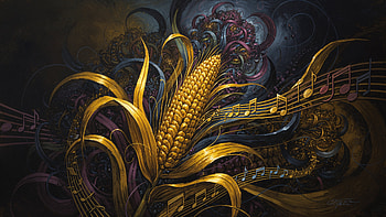Golden Cornstalk Symphony —, Cornstalk, Corn, Music HD wallpaper