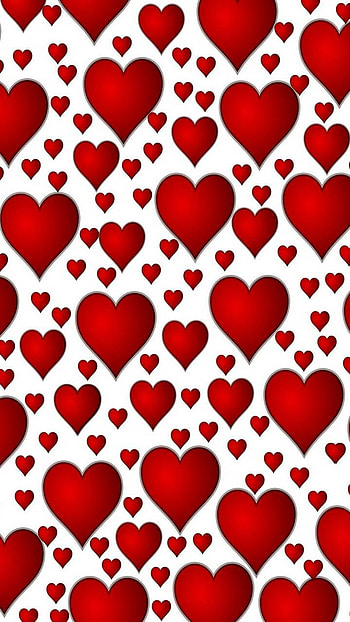 Red hearts, pattern, love, red, artistic, heart HD phone wallpaper