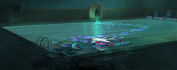 Summer night, art, man, summer, tianchao, fantasy, pool, water, vara, lotus HD wallpaper