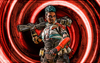 Bangalore, red grunge background, Apex Legends, Professional Soldier, vortex, Apex Legends characters, Bangalore Apex Legends, Bangalore Skin HD wallpaper
