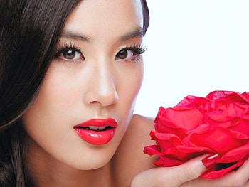 Pretty Asian, pretty, flower, Asian, face, woman HD wallpaper