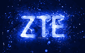 ZTE dark blue logo, , dark blue neon lights, creative, dark blue abstract background, ZTE logo, brands, ZTE HD wallpaper